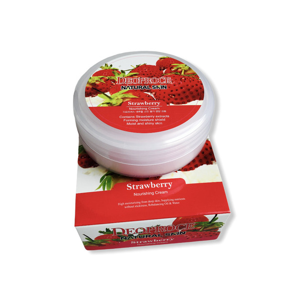 Крем для лица очищающий с экстрактом клубники Clean & Deep Strawberry Yogurt Cleansing Cream Premium, DEOPROCE   300 г