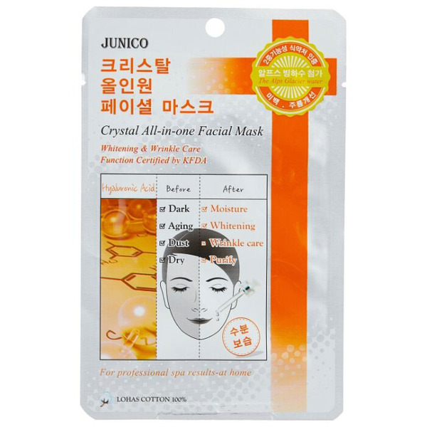 Маска тканевая c гиалуроновой кислотой Junico Crystal All-in-one Facial Mask Hyaluronic Acid MIJIN 25г