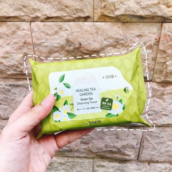 Салфетки очищающие с экстрактом зеленого чая Healing Tea Garden Green Tea Cleansing Tissue, THE SAEM 20 шт.