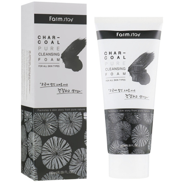 Очищающая пенка с древесным углем Charcoal Pure Cleansing Foam, FARMSTAY 180 мл