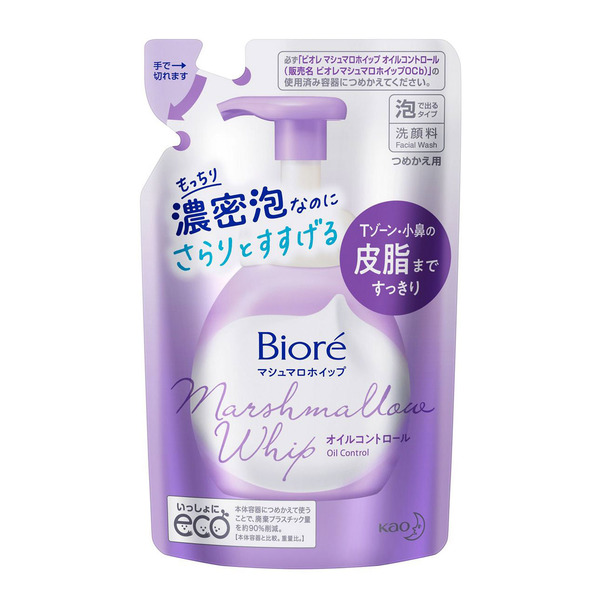 Пенка для глубокого очищения лица Biore Marshmallow Whip Deep Pore Facial Cleansing Foam, KAO  130 мл (запасной блок)