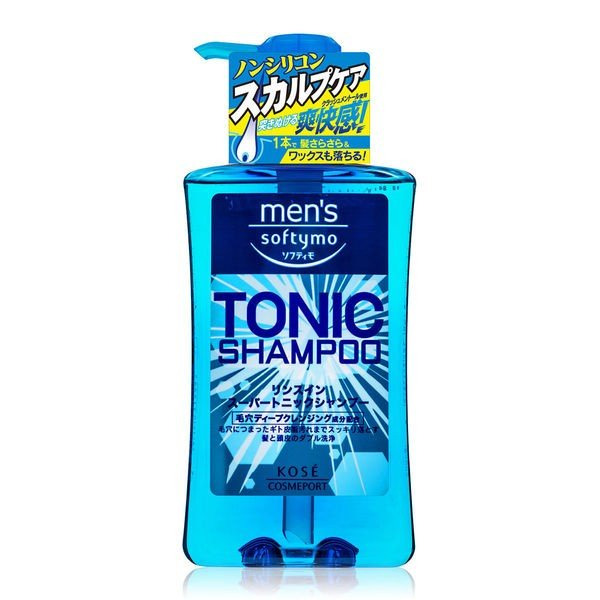 Мужской тонизирующий шампунь для волос с цитрусовым ароматом Mens Softymo Tonic Shampoo, KOSE COSMEPORT 550 мл (диспенсер)