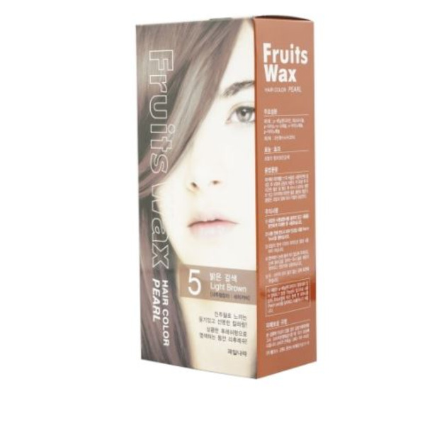 Краска для волос на фруктовой основе Fruits Wax Pearl Hair Color, оттенок 05 Light Brown, WELCOS  60 мл/60 г