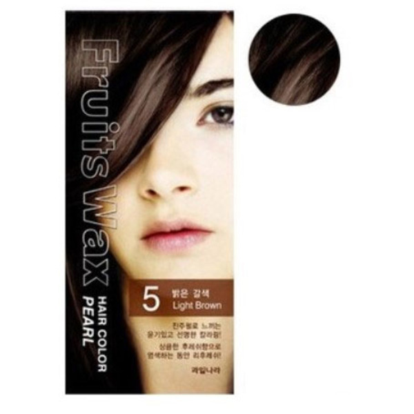 Краска для волос на фруктовой основе Fruits Wax Pearl Hair Color, оттенок 05 Light Brown, WELCOS  60 мл/60 г