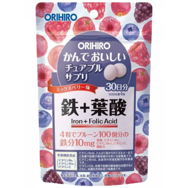 Японский БАД Железо с витаминами, Orihiro (120 таблеток x 500 мг)