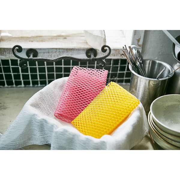 Губка-скраббер для мытья посуды № 035 Soft Net Scrubber (30 см х 30 см), мягкая, SUNGBO CLEAMY  2 шт.