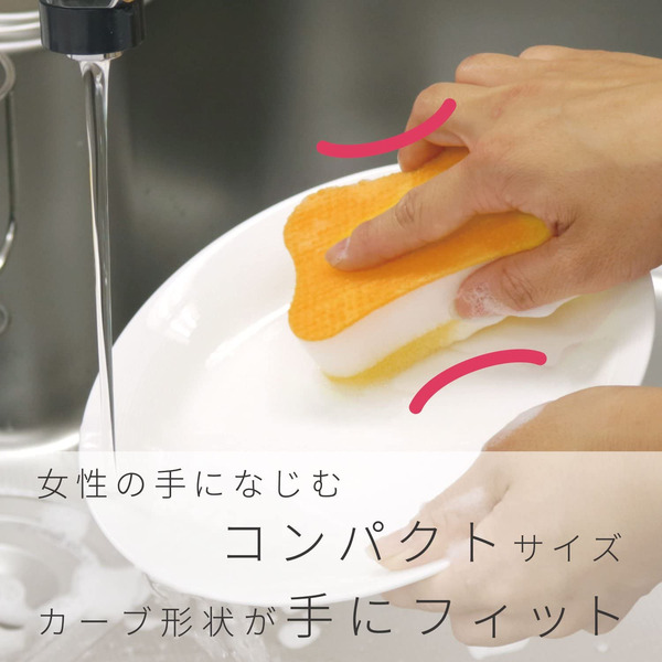 Полиуретановая губка для мытья посуды средней жесткости с чистящей поверхностью из нетканого акрилового полотна, LEC  7*35*11 мм 1 шт. (желтая)