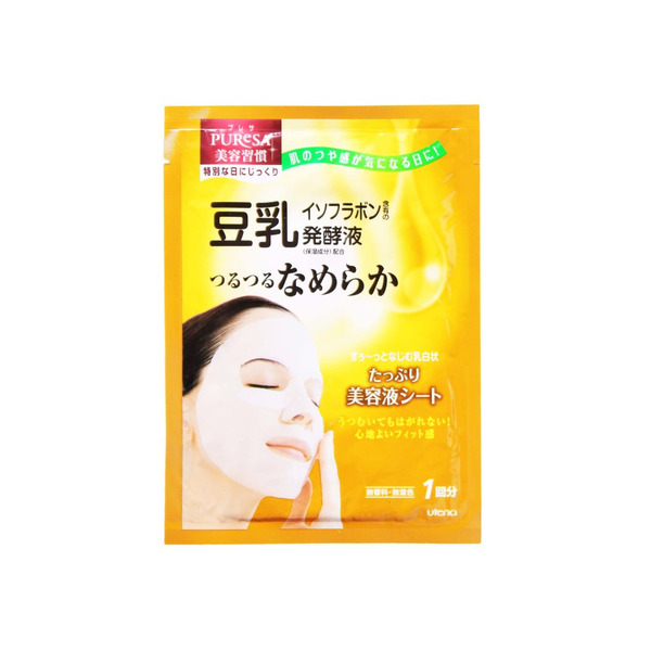 Увлажняющая маска-салфетка с изофлавонами сои и ферментами. Для огрубевшей и сухой кожи, Puresa Sheet Mask, UTENA, 1 шт. 