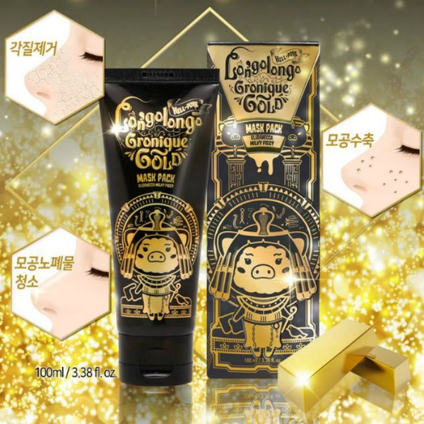 Маска-пленка на основе пептидного комплекса и золота Hell-Pore Longolongo Gronique Gold Mask Pack, ELIZAVECCA  100 мл