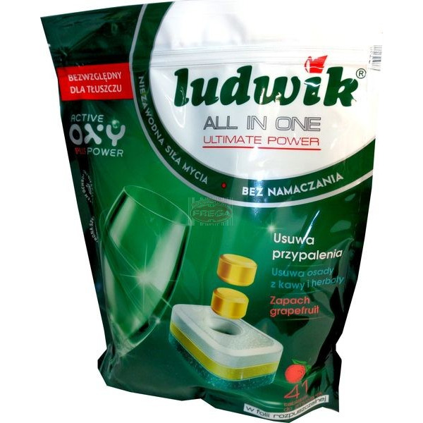 Таблетки для посудомоечных машин в водорастворимой упаковке All in One, LUDWIK  (грейпфрут) 41 шт. (мягкая упаковка)