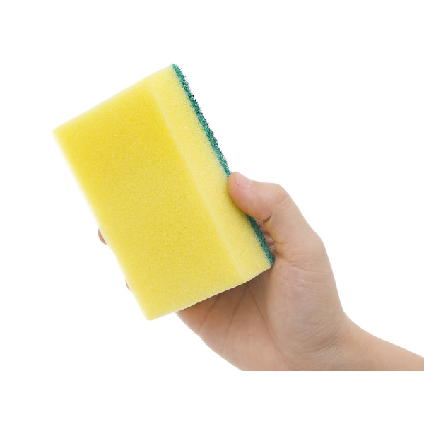 Губка для мытья посуды двухслойная, верхний слой с абразивными волокнами Sponge Scrubber, MYUNGJIN  2 шт.