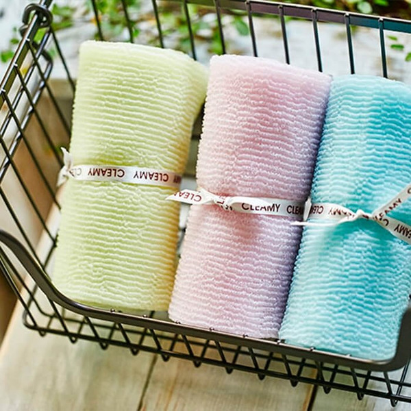 Корейская мочалка для душа с шероховатой текстурой и пилинг-эффектом Roll Wave Shower Towel (жесткая, 28 см х 95 см), SUNGBO CLEAMY 1 шт. (цвет в ассортименте))