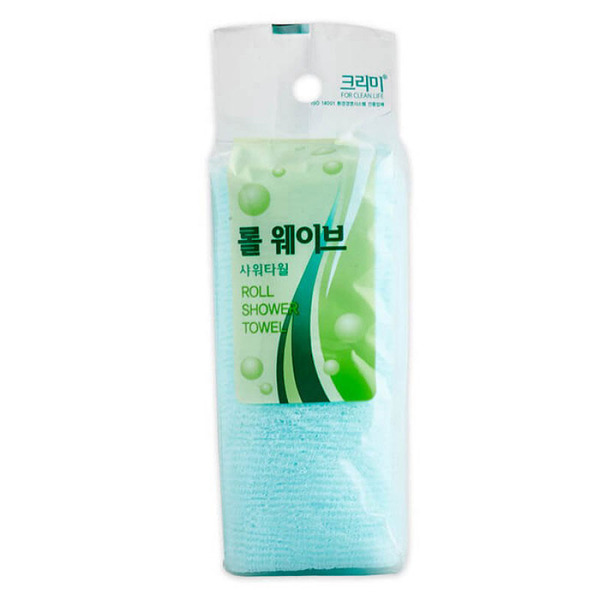 Корейская мочалка для душа с шероховатой текстурой и пилинг-эффектом Roll Wave Shower Towel (жесткая, 28 см х 95 см), SUNGBO CLEAMY 1 шт. (цвет в ассортименте))