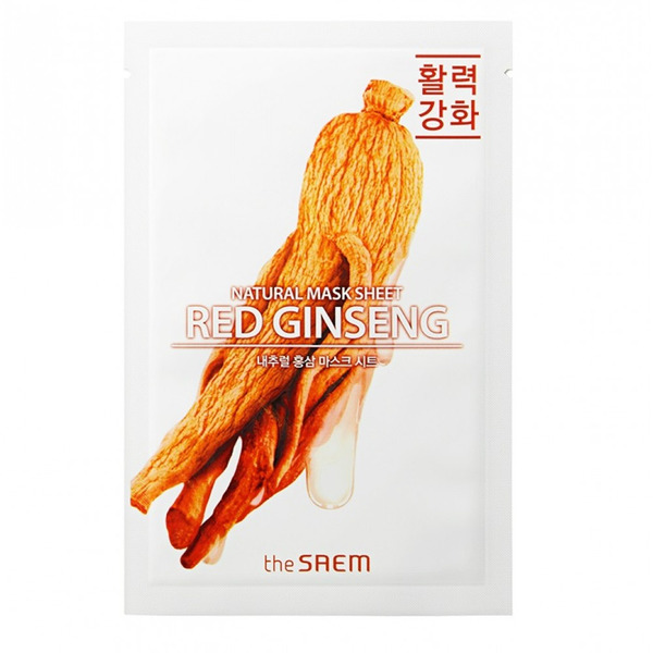 Маска тканевая с экстрактом женьшеня Natural Red Ginseng Mask Sheet, THE SAEM   21 мл