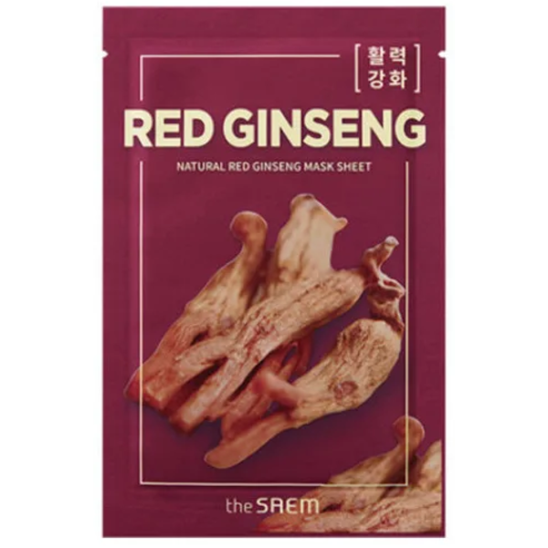 Маска тканевая с экстрактом женьшеня Natural Red Ginseng Mask Sheet, THE SAEM   21 мл