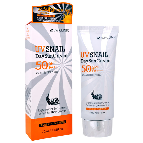 Солнцезащитный крем с улиточным муцином UV Snail Day Sun Cream SPF50+/PA+++, 3W Clinic 70 мл