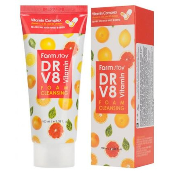 Пенка для умывания с витаминным комплексом DR-V8 Vitamin Foam Cleansing, FARMSTAY  100 мл