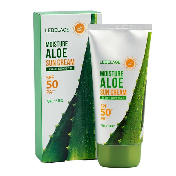 Солнцезащитный крем для лица с экстрактом алоэ Moisture Aloe Sun Cream SPF50+PA+, Lebelage 70 мл