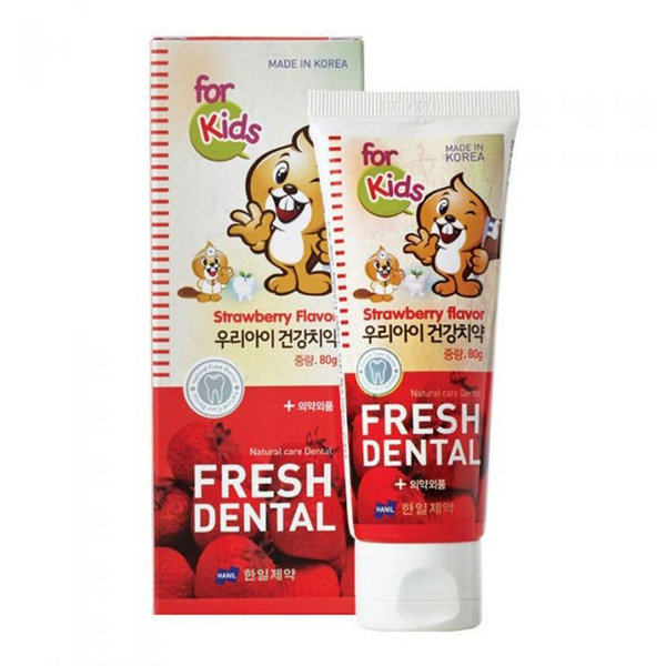 Зубная паста с экстрактом клубники для детей Fresh Dental for kids Strawberry, Hanil 80 мл