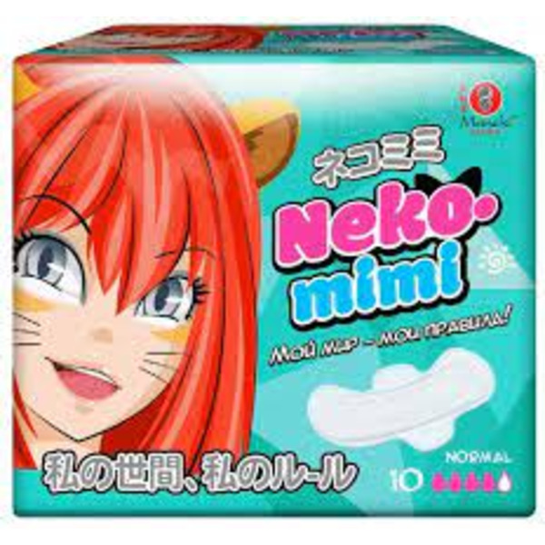 Прокладки гигиенические женские дневные 24 см Neko-Mimi, Maneki 10 шт