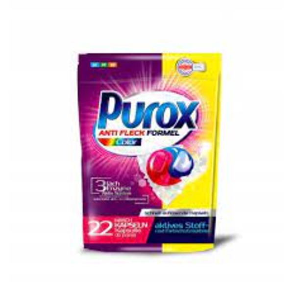 Капсулы для стирки цветных тканей Anti Fleck Color Purox 22 шт, Clovin 396 г