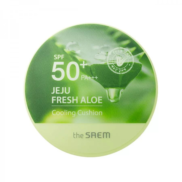 Кушон охлаждающий солнцезащитный Jeju Fresh Aloe Cooling Cushion Natural Baige SPF 50+PA+++, THE SAEM, 12 г