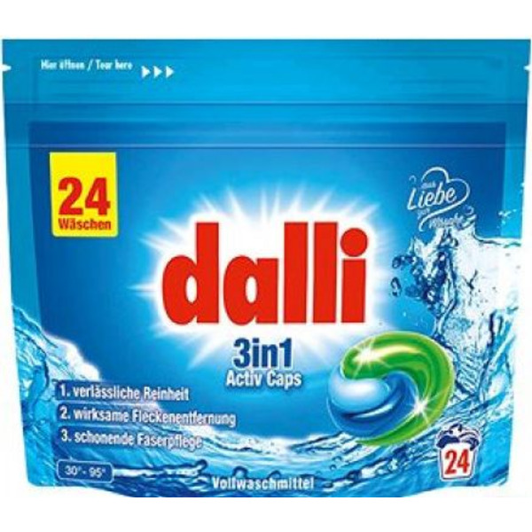 Капсулы для стирки белых и светлых тканей 3 in 1 Active Caps, Dalli 24 шт