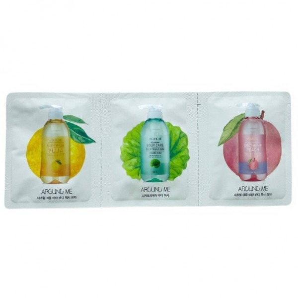 Набор гелей для душа пробники Around me Signature Body Wash 3 kinds pouch, WELCOS, 5 мл*3 шт.