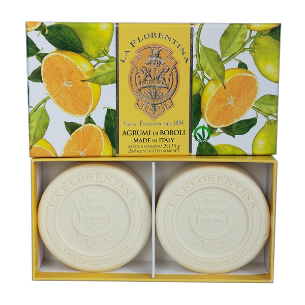 Набор фигурного мыла с маслом ши, оливковым маслом и экстрактом Цитруса Sculpted Soap Set Boboli Citrus, La Florentina 2 шт по 115 г