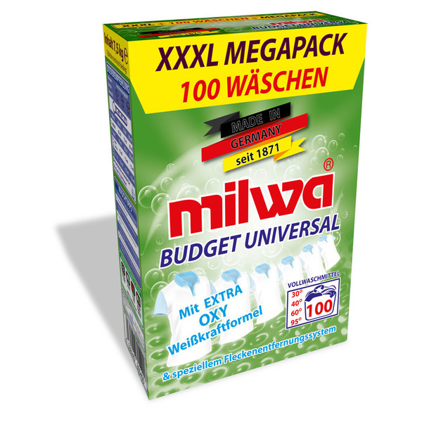 Стиральный порошок для белого белья Budget Universal Mit Extra OXY, Milwa 7500 мл