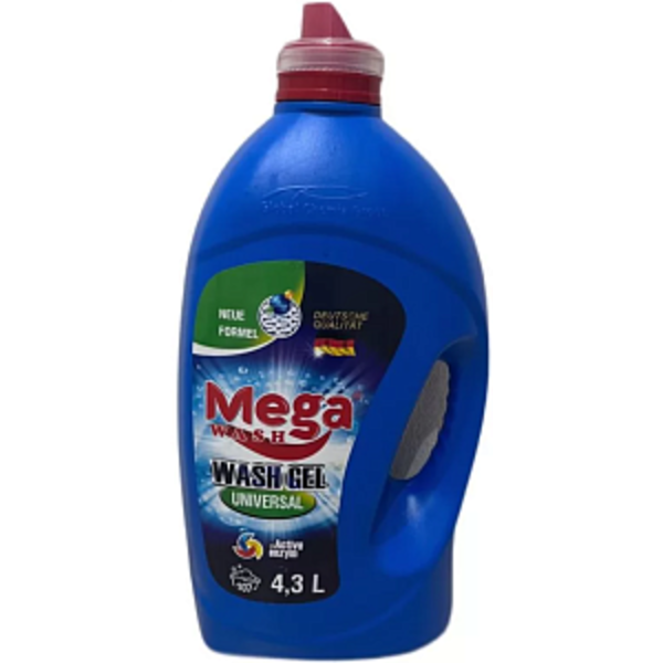 Гель для стирки универсальный с активными энзимами Mega Wash Gel Color, Pure Fresh 4300 мл
