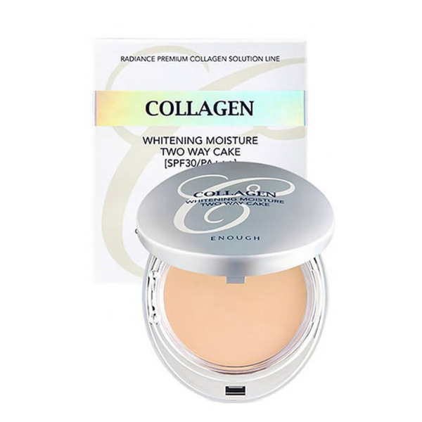 Пудра осветляющая со сменным блоком Collagen Whitening moisture twoway cake #13, Enough, 13 г+13 г