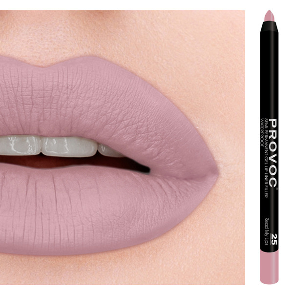 Подводка гелевая для губ Gel Lip Liner, цвет 25 Read My Lips (розово-бежевый), Provoc