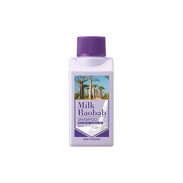 Шампунь для волос с ароматом детской присыпки Shampoo Baby Powder Travel Edition, MilkBaobab, 70 мл