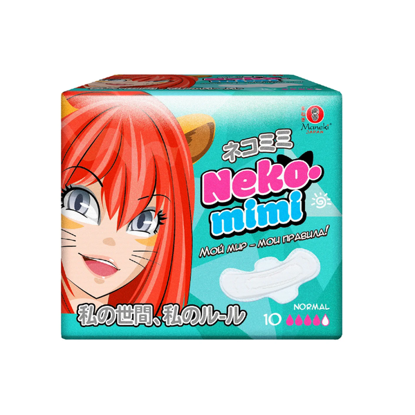 Прокладки гигиенические женские, дневные, серия Neko-mimi, 240 мм, Maneki 10 шт