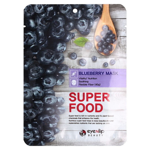 Маска на тканевой основе SUPER FOOD BLUEBERRY MASK, EYENLIP, 23 мл