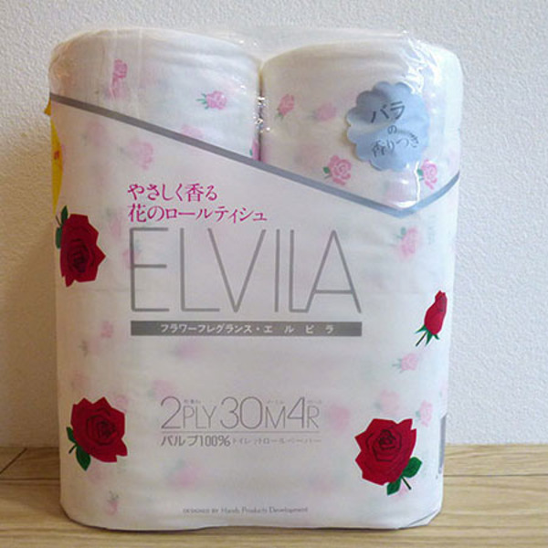 Бумага туалетная двухслойная парфюмированная роза Elvila, Shikoku Tokushi (4 рулона по 30 м)