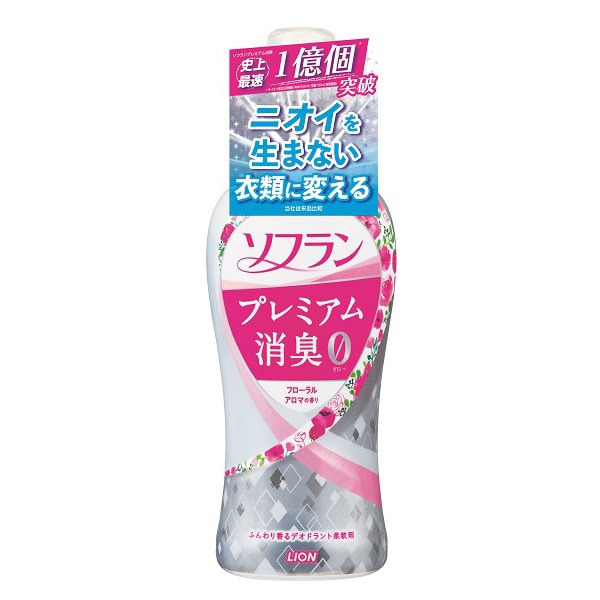Кондиционер для белья Premium Deodorizer Zero-?, SOFLAN, LION (натуральный аромат роз) 550 мл