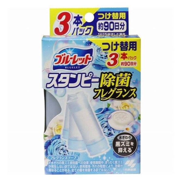 Дезодорирующий очиститель-цветок для туалетов с ароматом мыла и свежести Bluelet Stampy Soap, KOBAYASHI 28 г х 3 (запасной блок)