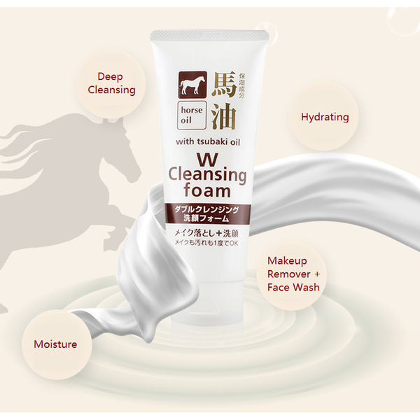 Пенка для умывания и удаления макияжа с лошадиным жиром и маслом камелии Horse Oil W Cleansing Foam, COSME STATION 130 г 