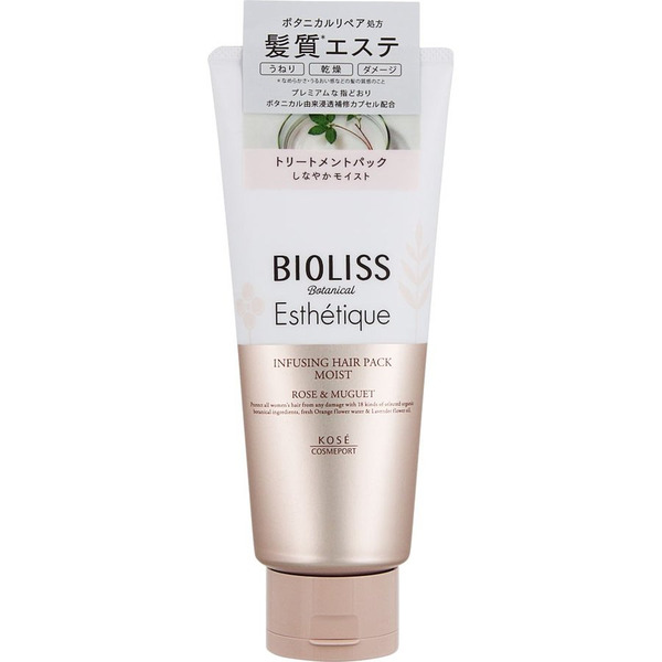 Маска для восстановления и защиты волос с ароматом розы и ландыша Bioliss Botanical Esthetique Infusing Hair Pack Moist, KOSE COSMEPORT 200 г 
