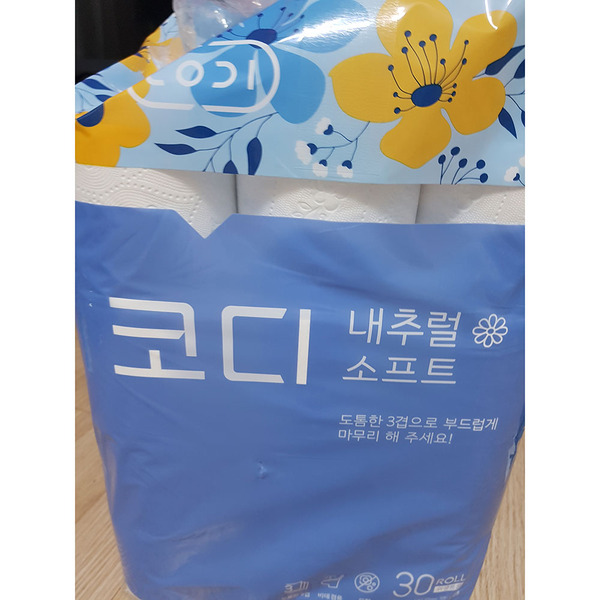 Особо мягкая туалетная бумага Codi Natural Soft (трехслойная, с цветным тиснёным рисунком), Ssangyong 30 рулонов х 27 м