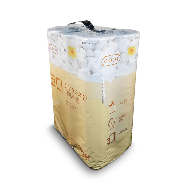 Особо мягкая туалетная бумага Codi Amazingly Soft Nature с увлажняющим лосьоном (трехслойная, с тисненым цветным рисунком), Ssangyong 30 рулонов х 30 м