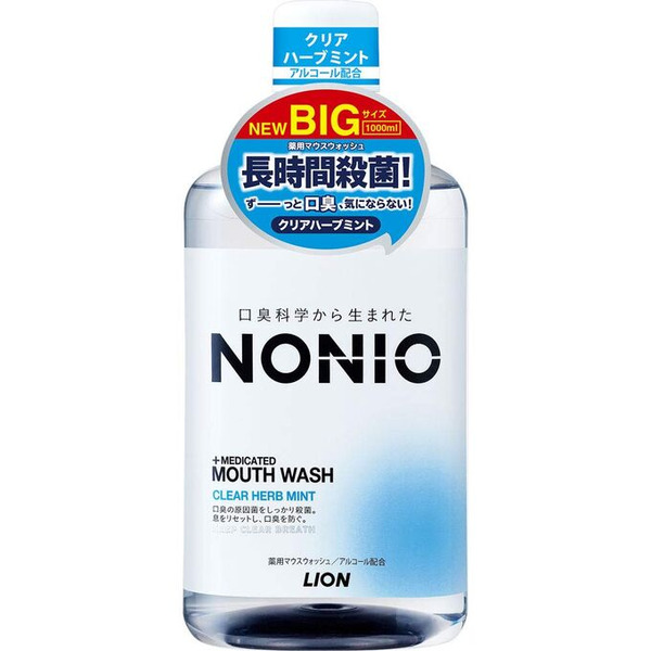 Ежедневный зубной ополаскиватель Nonio с длительной защитой от неприятного запаха (аромат трав и мяты), LION 1000 мл