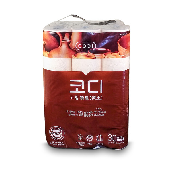 Премиальная ультрамягкая туалетная бумага Codi Signature Well-being Red Clay с красной глиной (трехслойная, с тиснёным рисунком), SSANGYONG 30 м х 30 рул