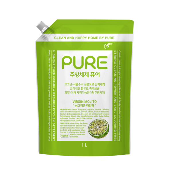 Средство для мытья посуды Pure Virgin Mojito Мохито (концентрированное), PIGEON 1000 мл (мягкая упаковка)