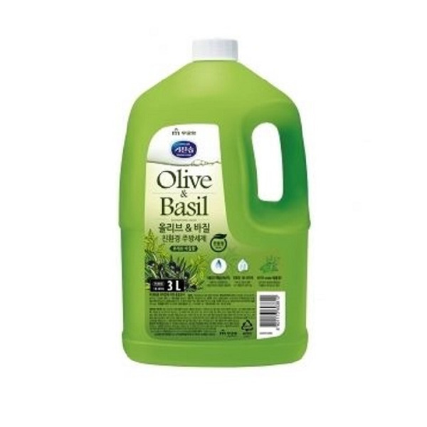 Жидкость для мытья посуды с ароматом базилика и душистых трав Olive & Basil (канистра с закручивающейся крышкой), MUKUNGHWA 3 л