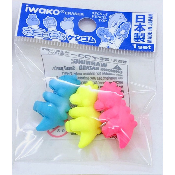 Ластики фигурные в ассортименте, надевающиеся на карандаш Pencil Top, Iwako 3 шт/уп