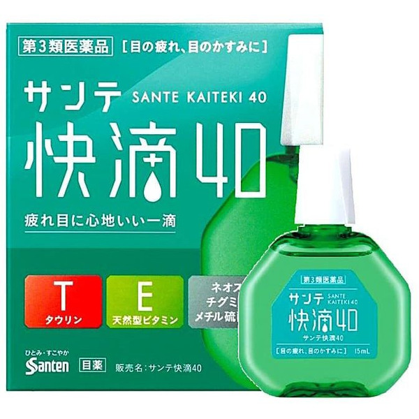 Освежающие капли для глаз, направленные на борьбу с возрастными изменениями Sante 40 Kaiteki, Santen 12 мл