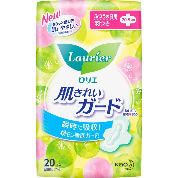 Женские гигиенические прокладки с крылышками для умеренных выделений Laurier Sanitary Napkin With Wings (длина: 20,5 см), Kao 20 шт 